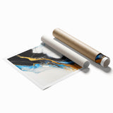 Fluid Acrylic Wall Decor – Gold Stream over Blue Abstraction