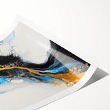 Fluid Acrylic Wall Decor – Gold Stream over Blue Abstraction