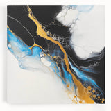 Fluid Acrylic Wall Decor – Gold Stream over Blue Abstraction