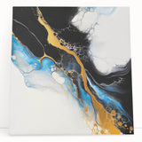 Fluid Acrylic Wall Decor – Gold Stream over Blue Abstraction