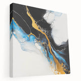 Fluid Acrylic Wall Decor – Gold Stream over Blue Abstraction