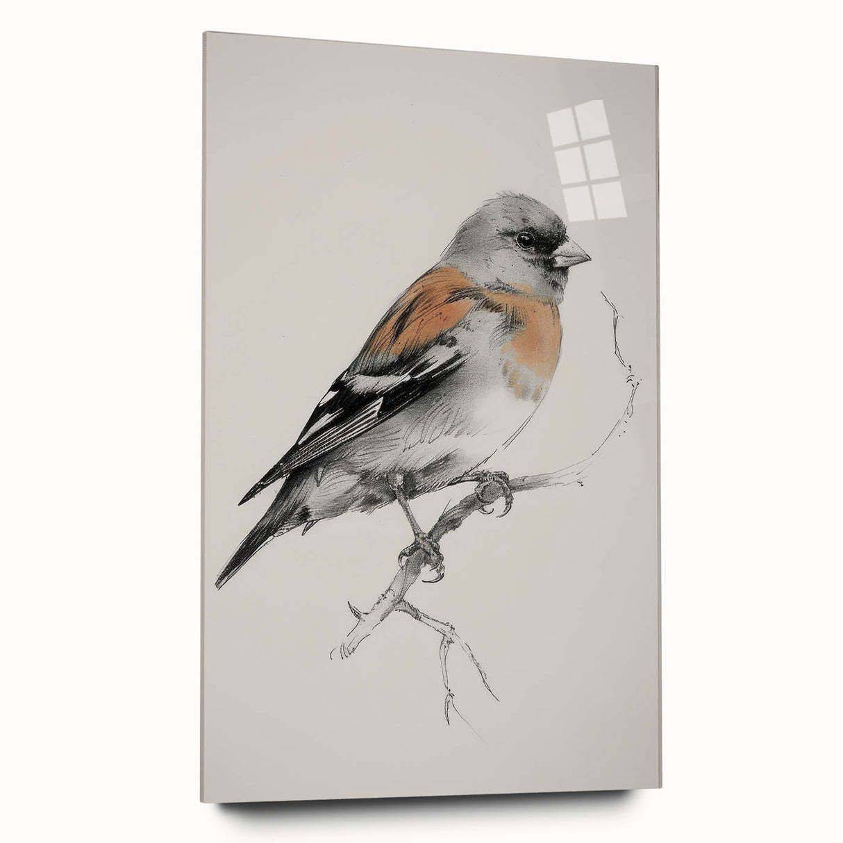 Acrylic glass side view of a modern animal-themed artwork showcasing vibrant colors and intricate details, perfect for home decor or office settings.