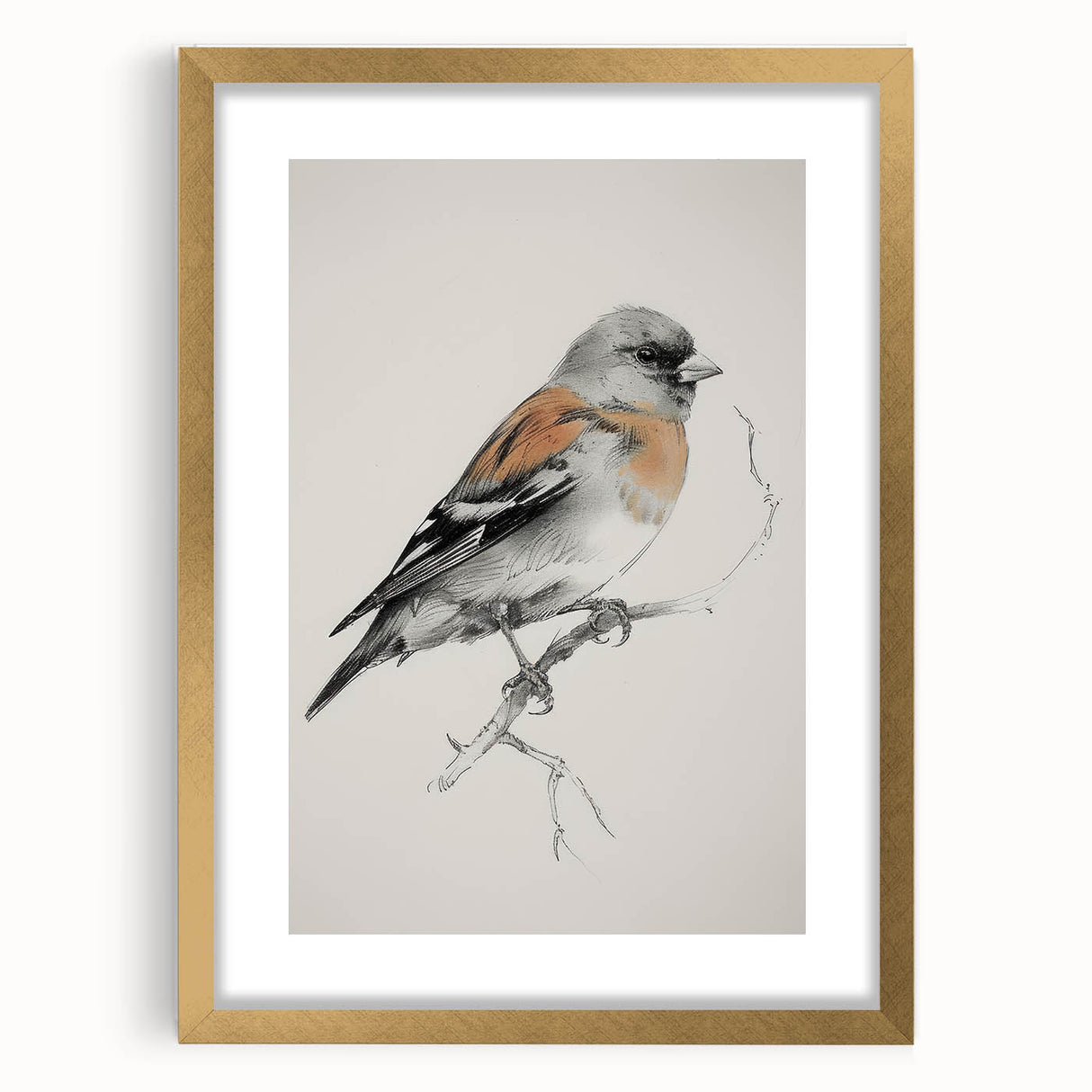 Elegant gold-framed animal artwork featuring a detailed mat design, showcasing a striking wildlife scene with vibrant colors, perfect for home decor enhancement.