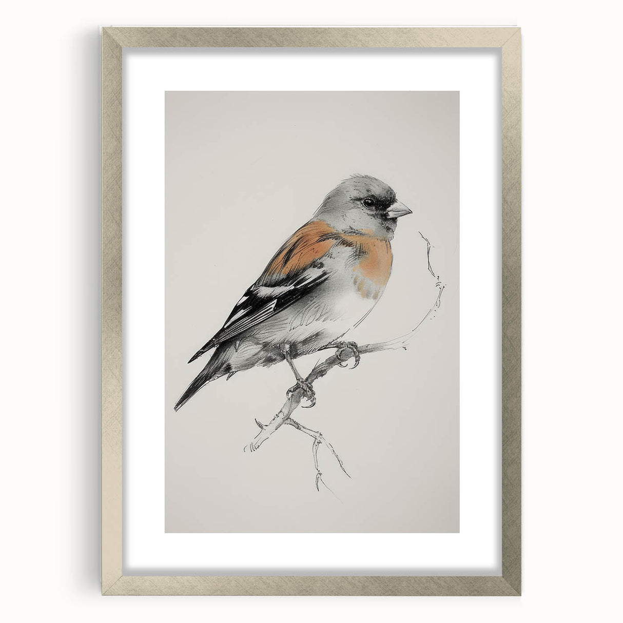 Silver-framed animal art print with a mat, showcasing vibrant wildlife illustrations. Perfect for home decor, adding a touch of nature to any room.