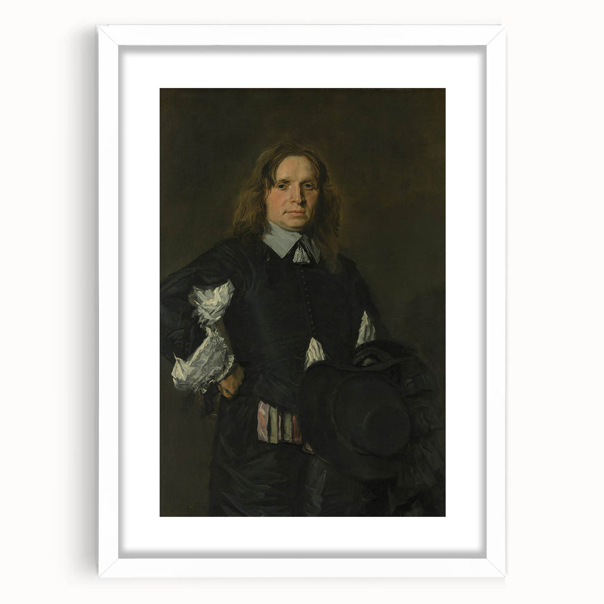 Classic Baroque Portrait - Gentleman in Elegant Dark Attire with Hat