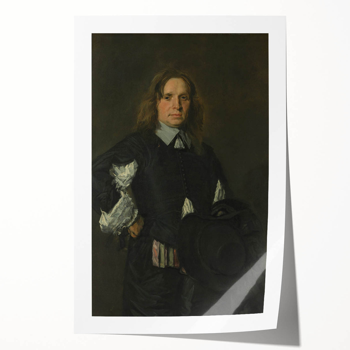 Classic Baroque Portrait - Gentleman in Elegant Dark Attire with Hat