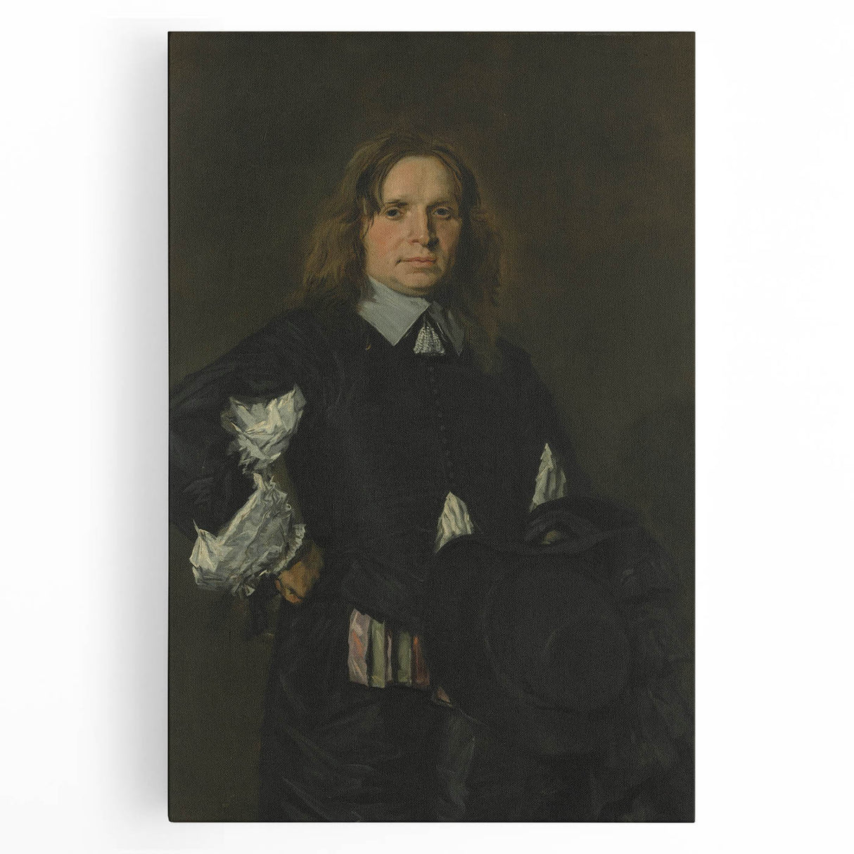 Classic Baroque Portrait - Gentleman in Elegant Dark Attire with Hat