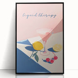 Large abstract wall art featuring swirling patterns in orange and teal, framed in black acrylic.