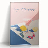 Art deco poster featuring a stylized cocktail glass in pastel shades, acrylic print framed in white.