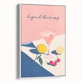 Vintage poster art of colorful food and drinks on extra large framed canvas, ideal for living room decor.