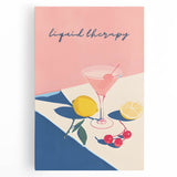 Large black and white canvas featuring an assortment of fruits and beverages, suitable for kitchen wall art.