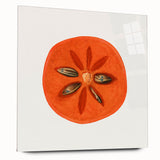 Large abstract wall art featuring vibrant fruits on acrylic glass, ideal for bedroom or dining room decor.