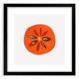 Extra large abstract art print featuring vibrant, colorful fruit motifs on a textured canvas, framed in black.