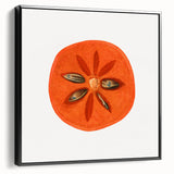 Black and white framed canvas featuring a vintage poster art style landscape with assorted fruits.