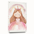 Unicorn Girl Watercolor Print - Playroom Wall Art