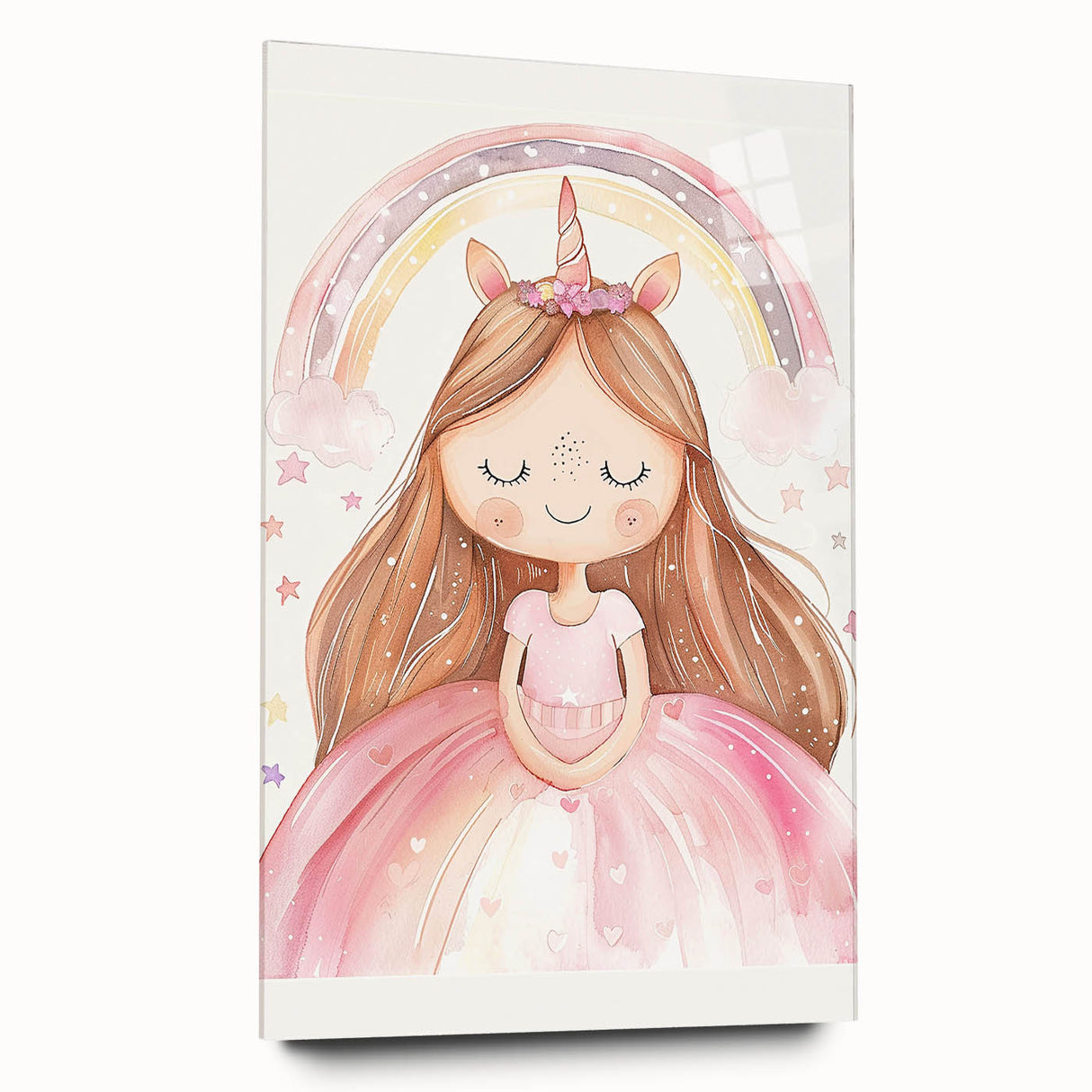 Unicorn Girl Watercolor Print - Playroom Wall Art
