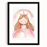 Unicorn Girl Watercolor Print - Playroom Wall Art
