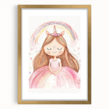 Unicorn Girl Watercolor Print - Playroom Wall Art