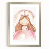 Unicorn Girl Watercolor Print - Playroom Wall Art