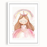Unicorn Girl Watercolor Print - Playroom Wall Art