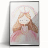Unicorn Girl Watercolor Print - Playroom Wall Art