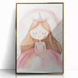 Unicorn Girl Watercolor Print - Playroom Wall Art