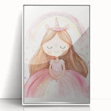 Unicorn Girl Watercolor Print - Playroom Wall Art