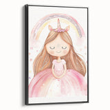 Unicorn Girl Watercolor Print - Playroom Wall Art