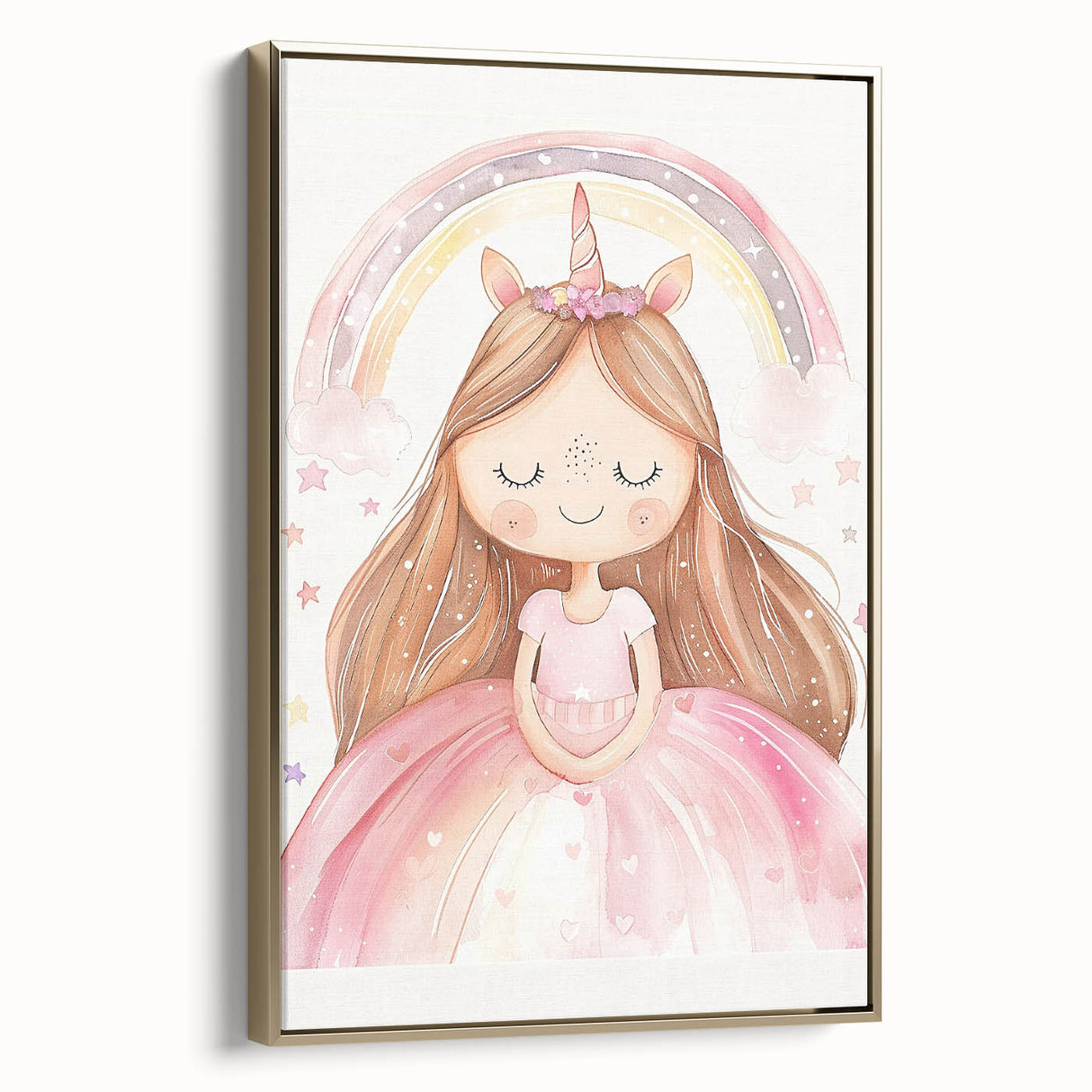 Unicorn Girl Watercolor Print - Playroom Wall Art