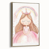 Unicorn Girl Watercolor Print - Playroom Wall Art