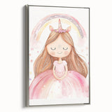 Unicorn Girl Watercolor Print - Playroom Wall Art