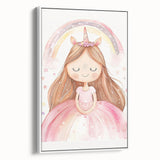 Unicorn Girl Watercolor Print - Playroom Wall Art