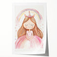 Unicorn Girl Watercolor Print - Playroom Wall Art