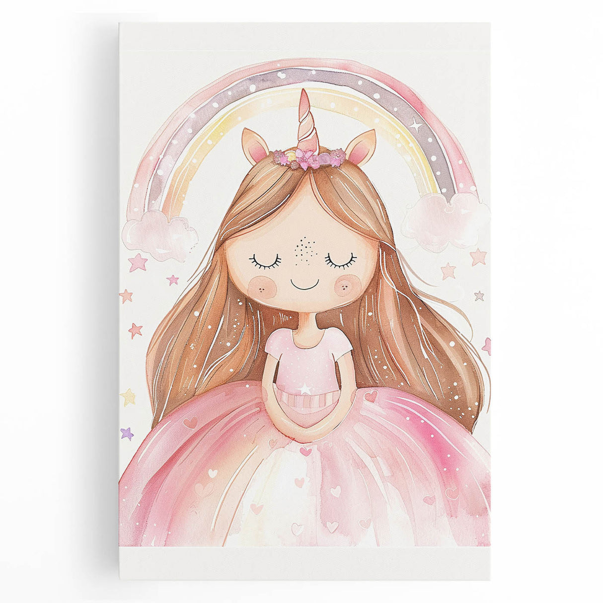 Unicorn Girl Watercolor Print - Playroom Wall Art