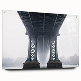 Acrylic glass landscape bridge design showcasing a modern aesthetic with intricate pin details, perfect for contemporary decor. Elegant side view highlights clarity and depth.