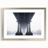 Silver landscape bridge frame with mat, showcasing an elegant front view. Ideal for displaying artwork or photographs, enhancing home decor with a modern touch.