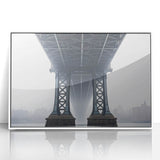 Framed acrylic artwork of a serene landscape bridge scene, showcasing vibrant colors and intricate details, perfect for modern home decor and art enthusiasts.