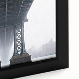 Framed landscape canvas art featuring a tranquil bridge over water, showcasing vibrant colors and intricate details, perfect for home decor enthusiasts.