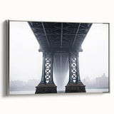 Framed landscape canvas showcasing a silver-tinged bridge design, highlighting intricate details and textures, perfect for modern home decor. Ideal for art enthusiasts.