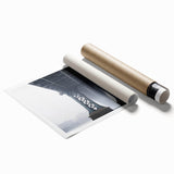 Landscape bridge art print rolled in a protective tube, showcasing intricate details and vibrant colors, perfect for home decor enthusiasts and nature lovers.