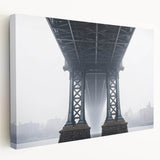 Stretched canvas artwork depicting a serene landscape scene with a bridge, showcasing vibrant colors and detailed textures, perfect for home decor or art enthusiasts.