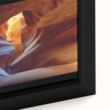 Framed canvas close-up showcasing a vibrant landscape of canyons, highlighting rich colors and textures, ideal for home decor or art enthusiasts.