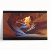 Stretched canvas artwork depicting a vibrant landscape of canyons with rich colors and intricate details, perfect for enhancing modern home decor. Ideal for nature enthusiasts and art lovers.