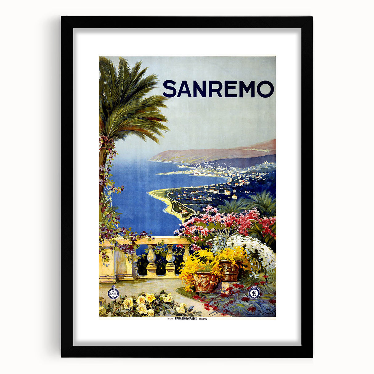Retro Sanremo Travel Poster – Vintage Italian Riviera Art