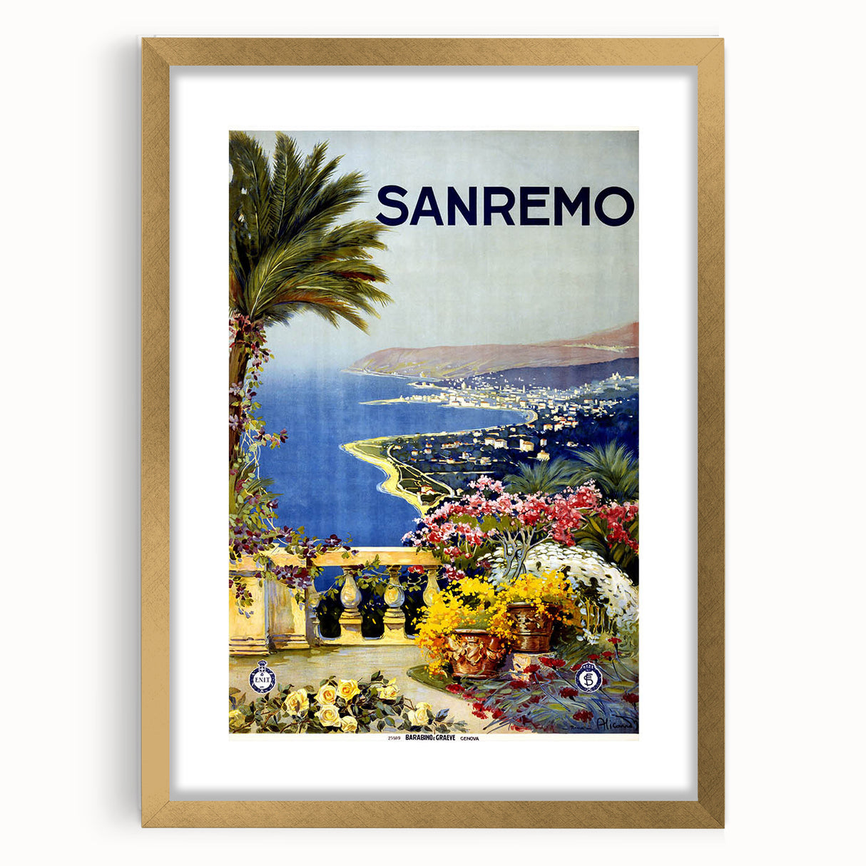Retro Sanremo Travel Poster – Vintage Italian Riviera Art
