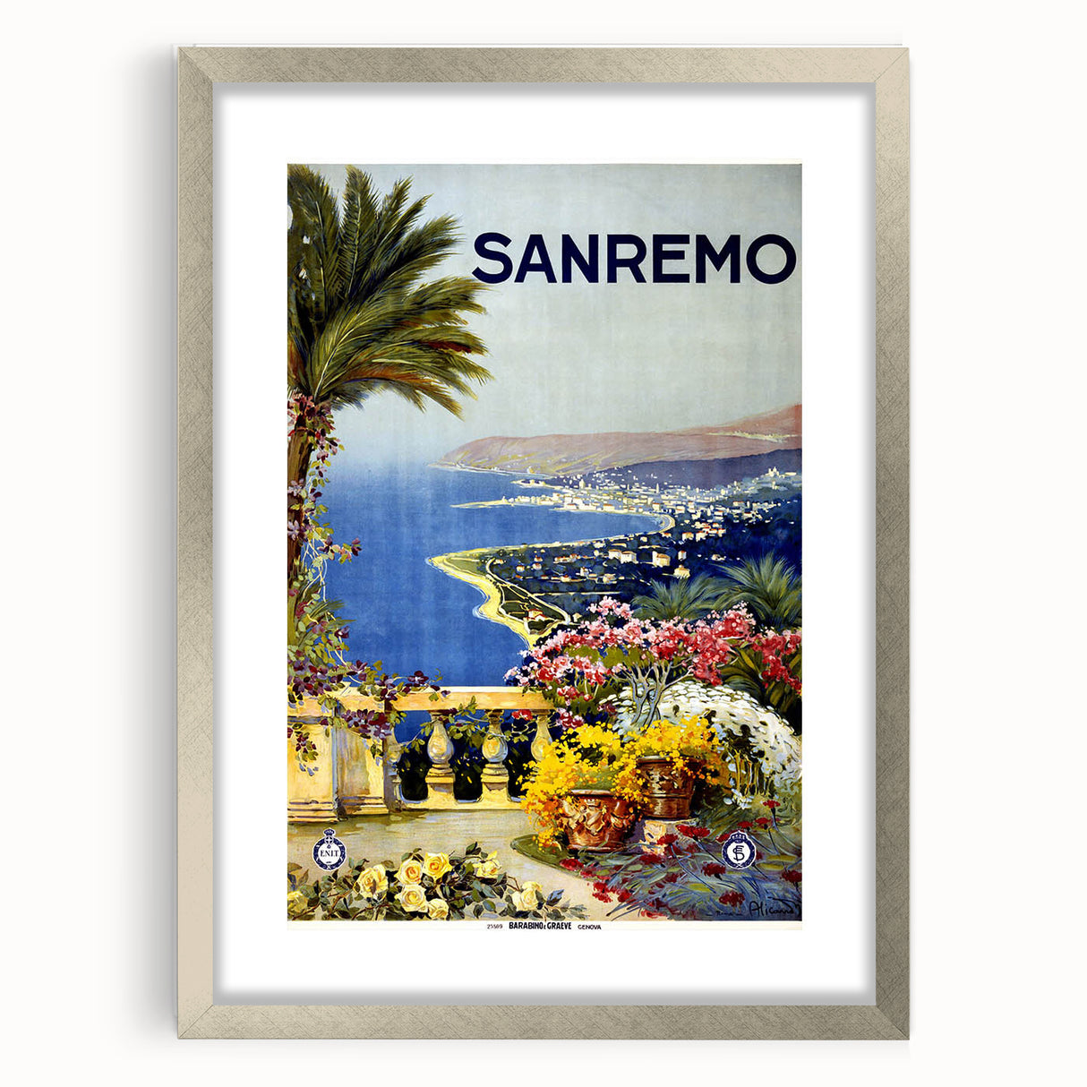 Retro Sanremo Travel Poster – Vintage Italian Riviera Art