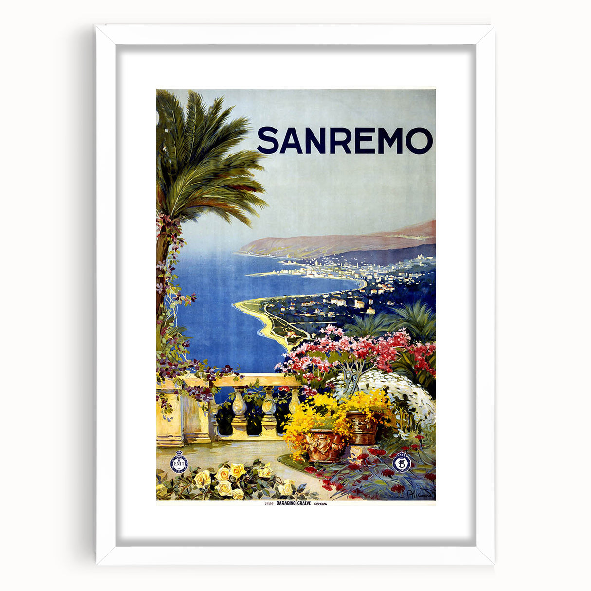 Retro Sanremo Travel Poster – Vintage Italian Riviera Art