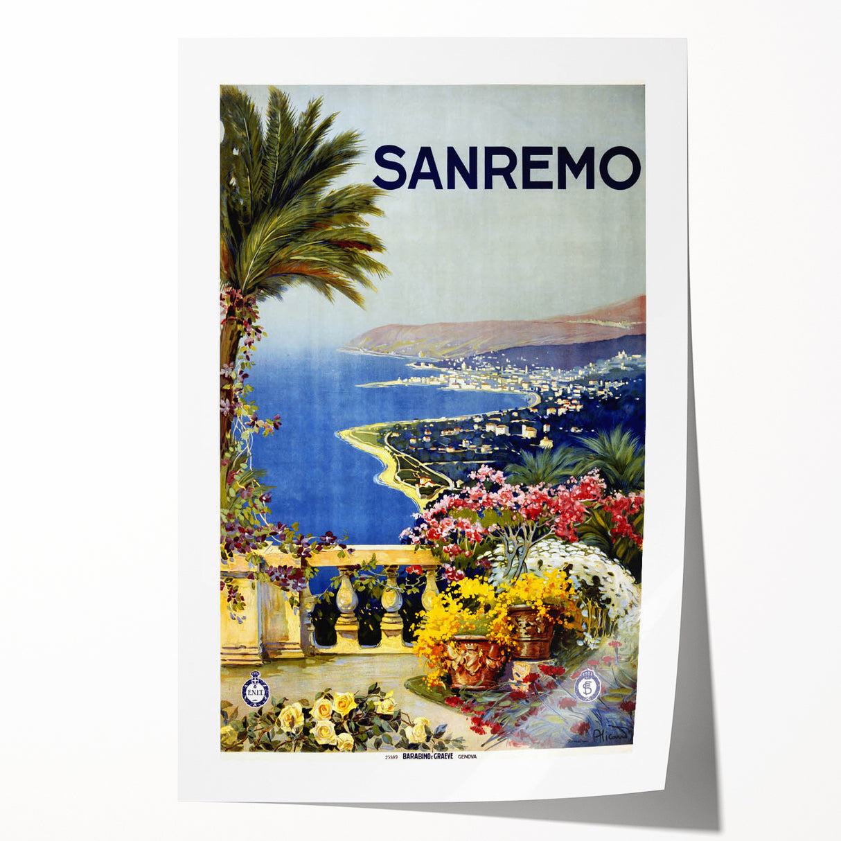 Retro Sanremo Travel Poster – Vintage Italian Riviera Art