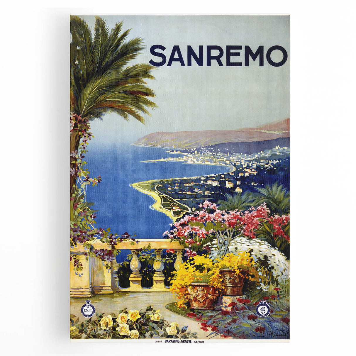 Retro Sanremo Travel Poster – Vintage Italian Riviera Art