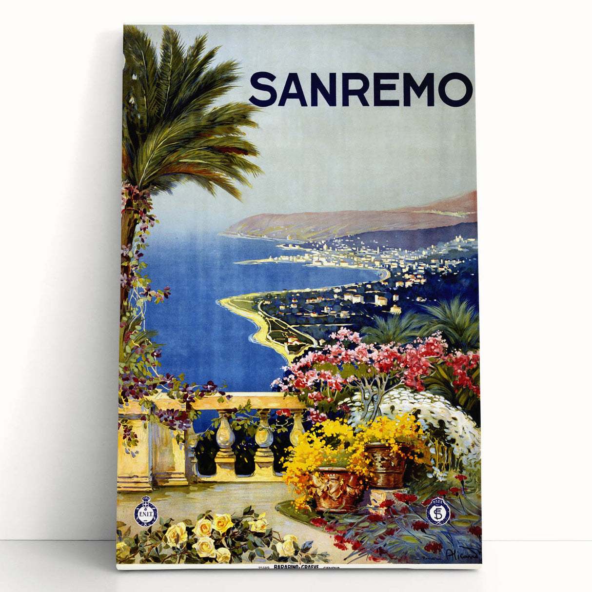 Retro Sanremo Travel Poster – Vintage Italian Riviera Art
